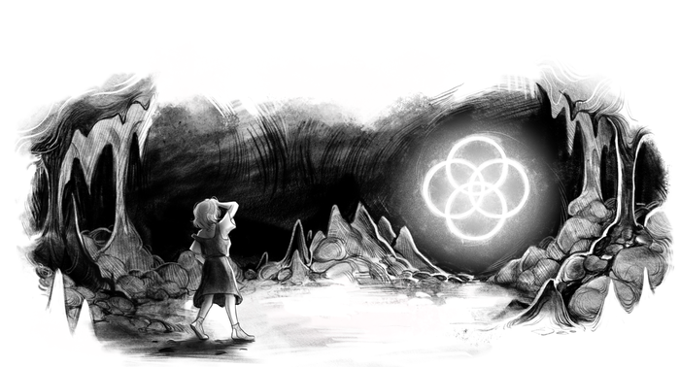 File:Beatrice Tidal and the five-fold symbol in the cave.png